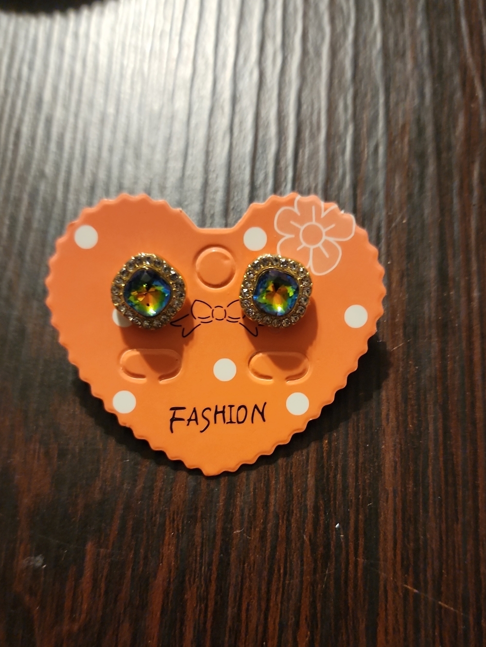 Crystal Rainbow Stud Earrings - Gold Tone